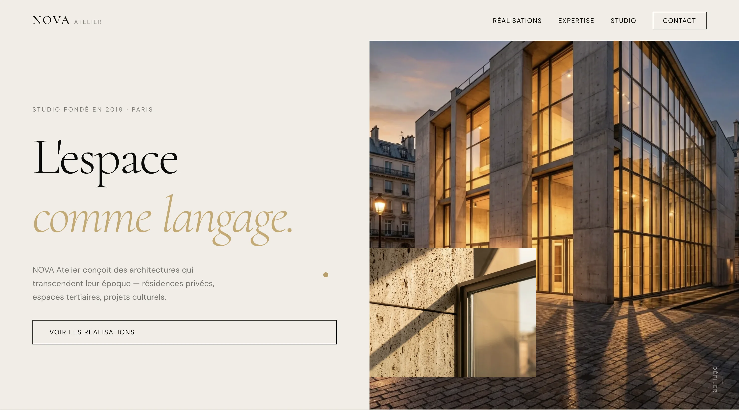 NOVA Atelier — aperçu du site
